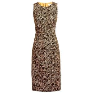 J.CREW Chic sexy feminine Sleeveless soft striking leopard long sheath dress